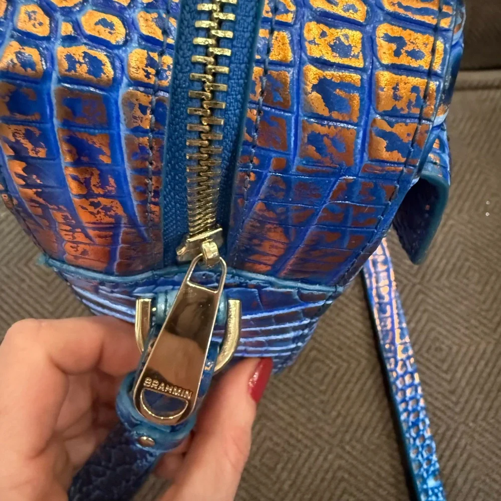 Brahmin Blue and Brown Crossbody Bag - Picture 5 of 7